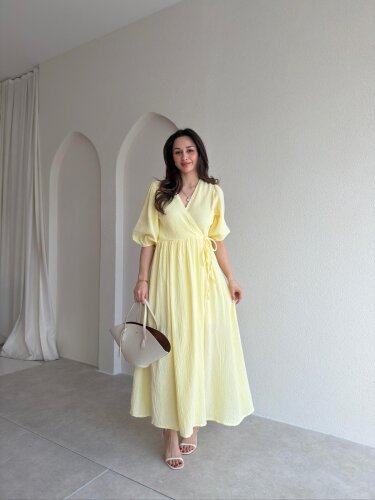 TORİNO Midi Elbise 8992 - Sarı - Mooi Butik