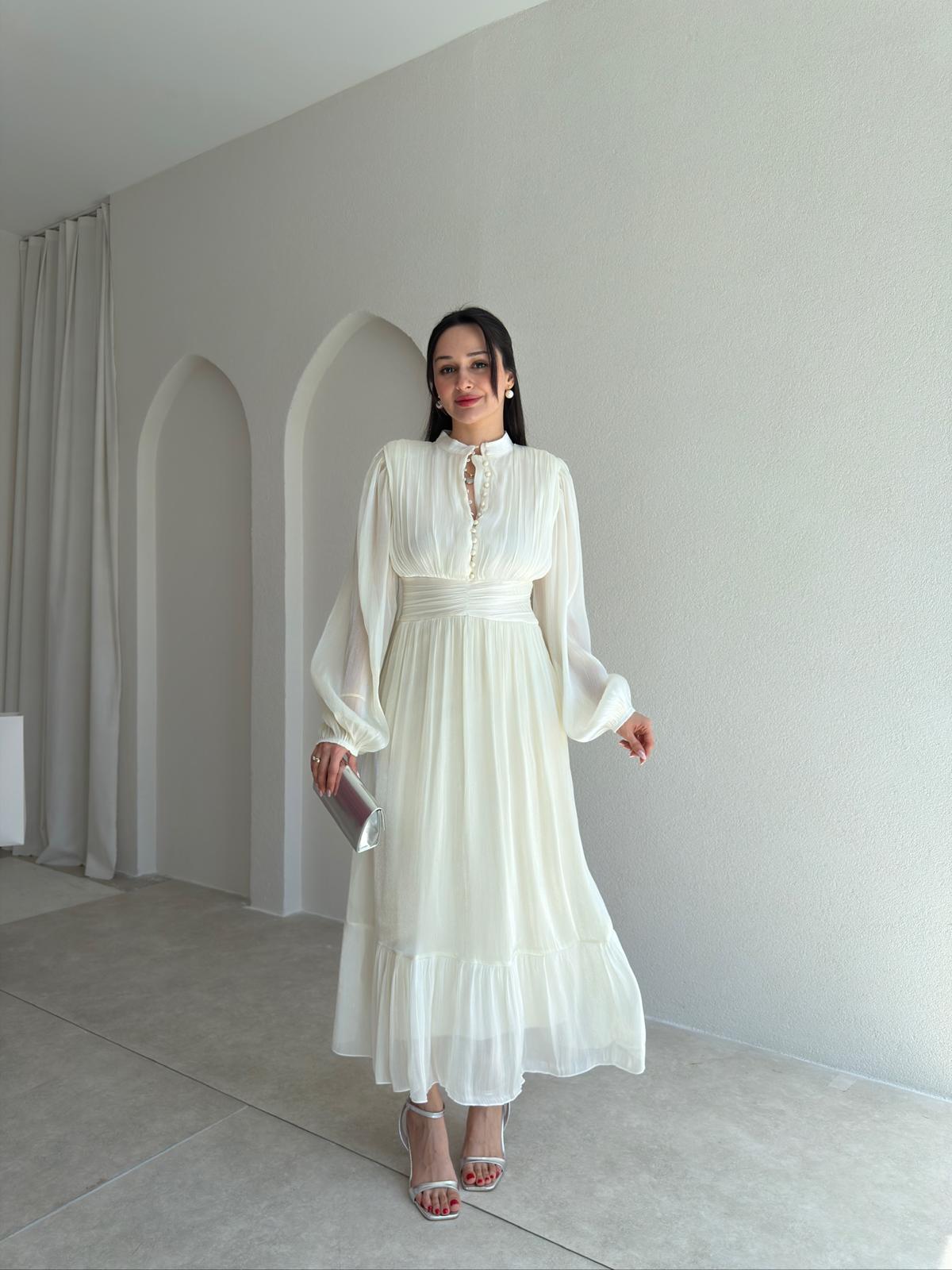 TORY Midi Elbise 6541 - Beyaz