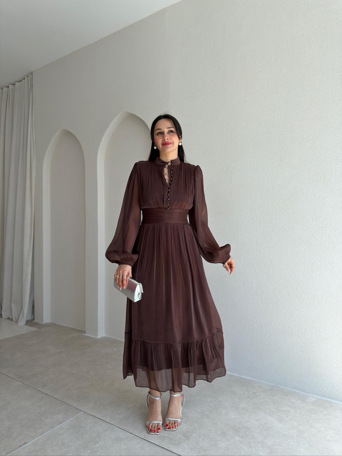 TORY Midi Elbise 6541 - Acı Kahve