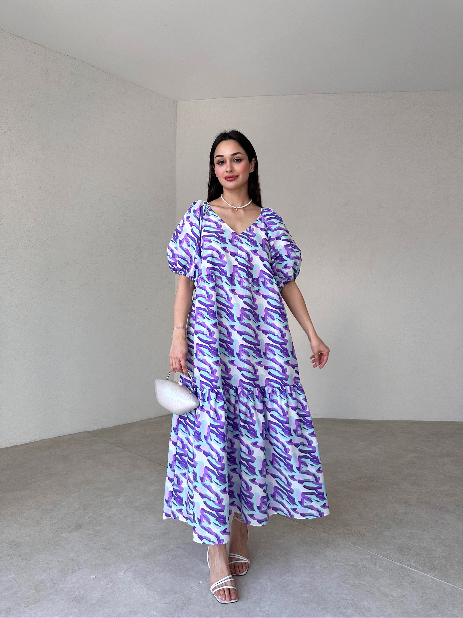 TOWNE Maxi Elbise 4634 - Mor