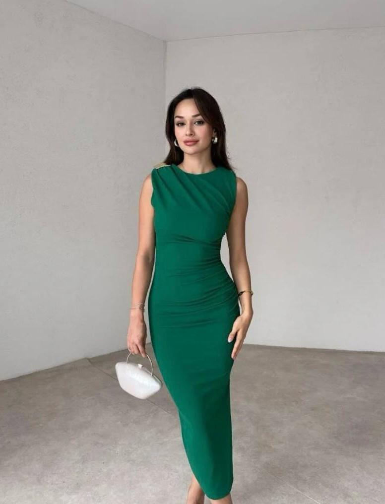 TRUMBO Midi Elbise 8667 - Yeşil