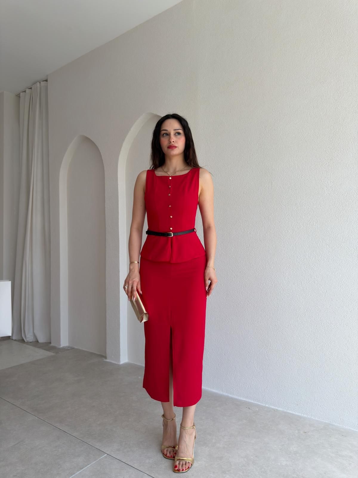TURTLE Midi Elbise 5516 - Kırmızı