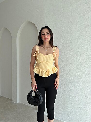 VANİTA Pötikareli Bluz 6883 - Sarı - 1