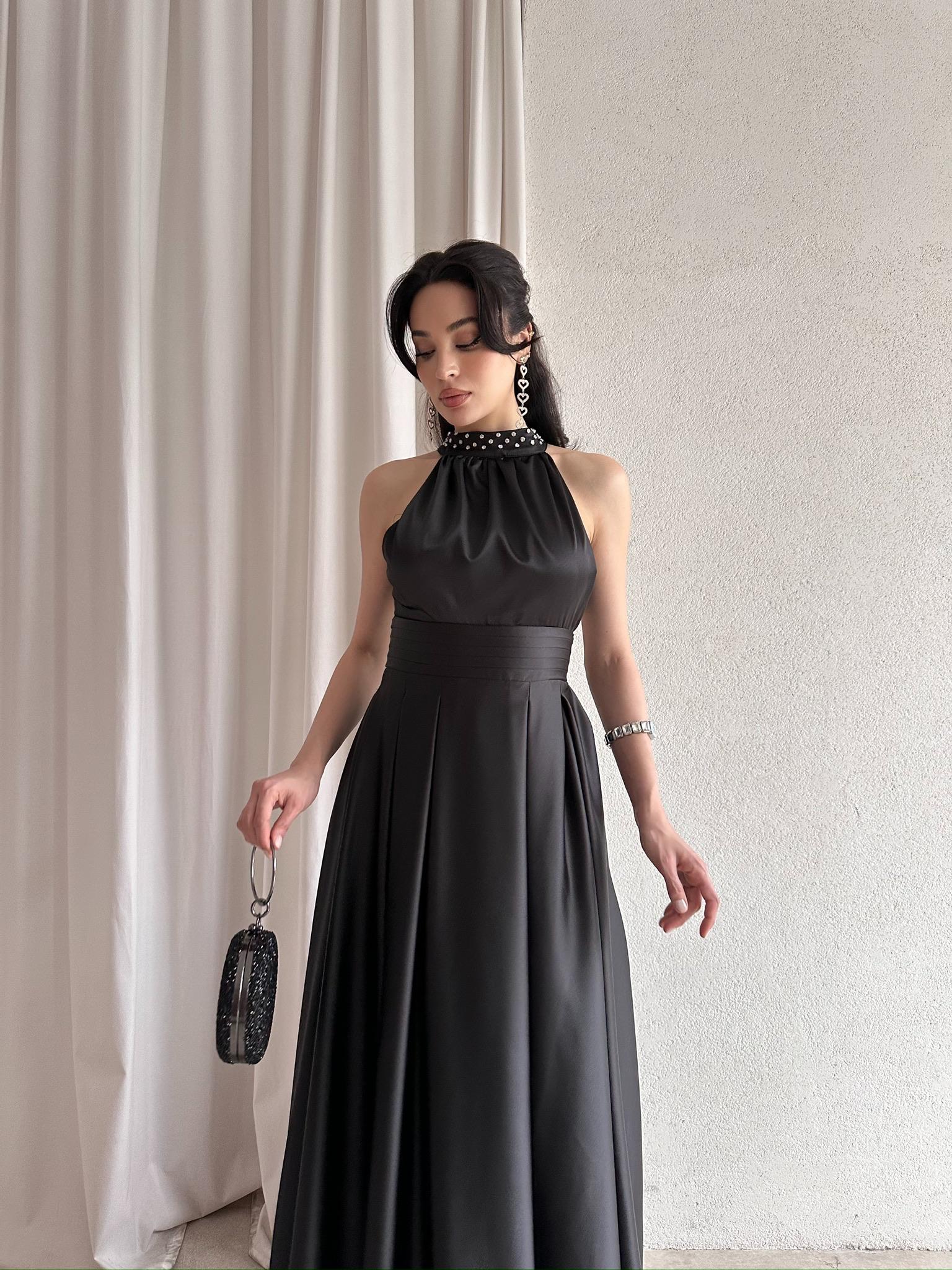 VİTO Maxi Elbise 7008 - Siyah