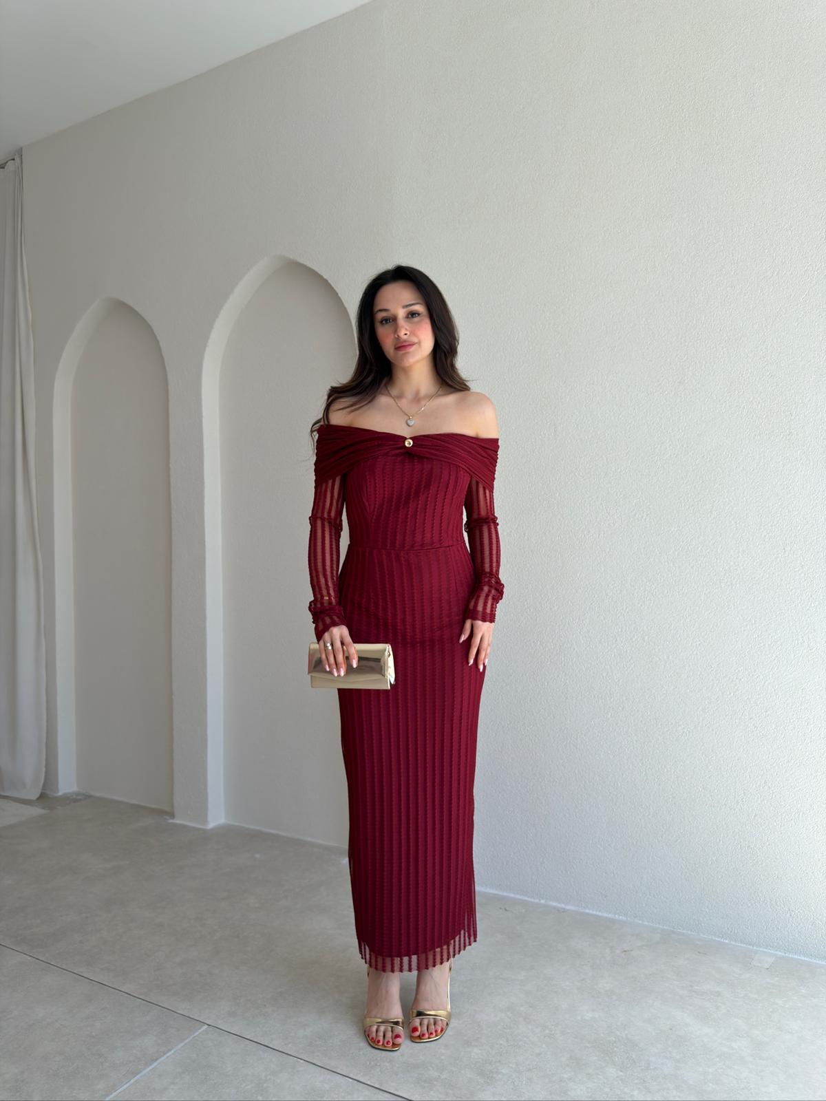 VİVALDİ Midi Elbise 3965 - Bordo