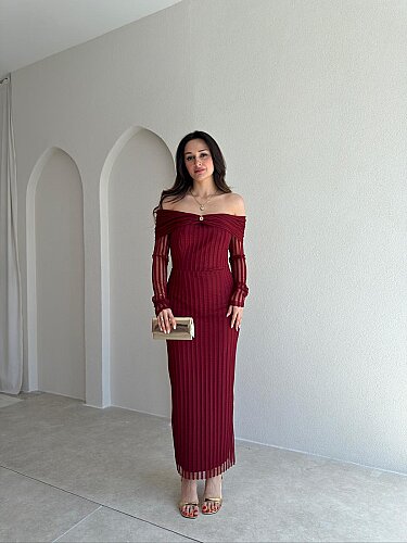 VİVALDİ Midi Elbise 3965 - Bordo 