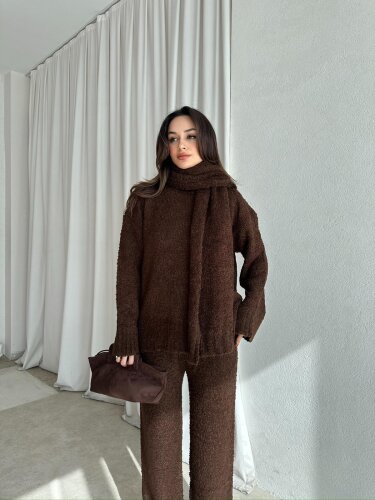 WALNUT Buklet Kumaş Takım 8672 - Acı Kahve - Mooi Butik