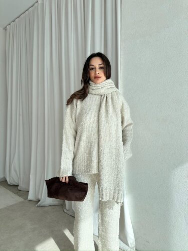  WALNUT Buklet Kumaş Takım 8672 - Krem - Mooi Butik