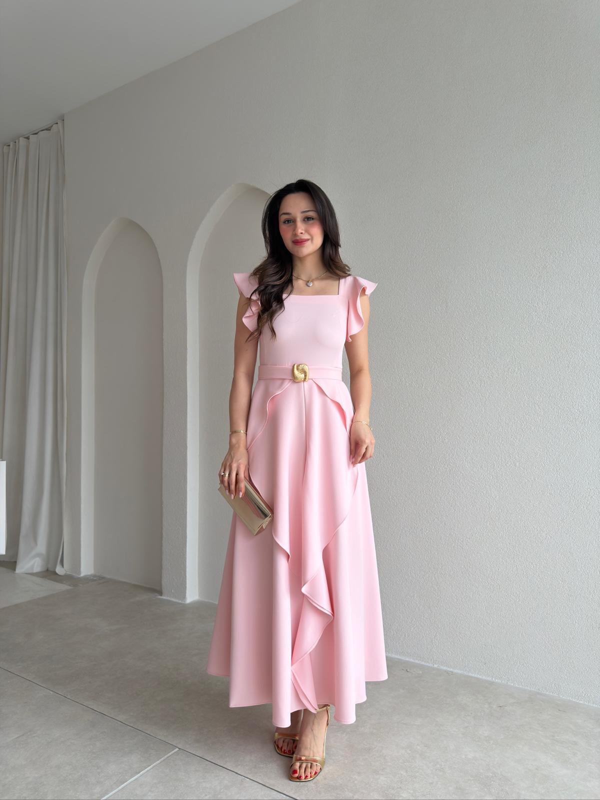 WAYNE Maxi Elbise 5784 - Pudra