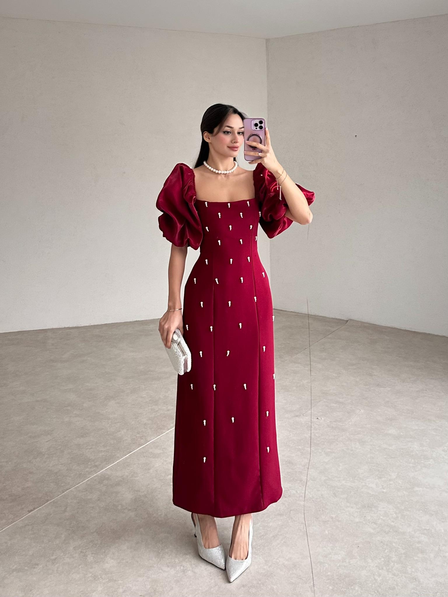 WERELLA Maxi Elbise 0505 - Bordo - 2