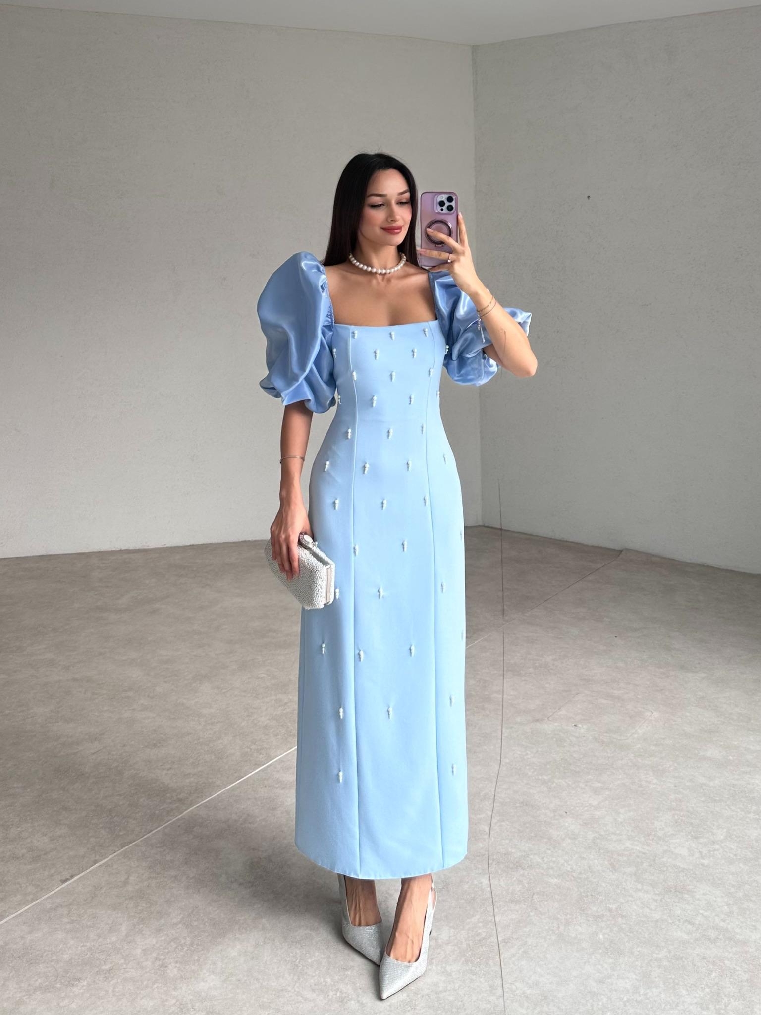 WERELLA Maxi Elbise 0505 - Bebe Mavisi - 3