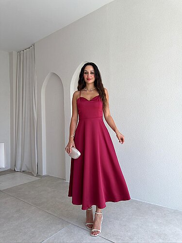WEXLER Midi Elbise 9046 - Bordo - Mooi Butik