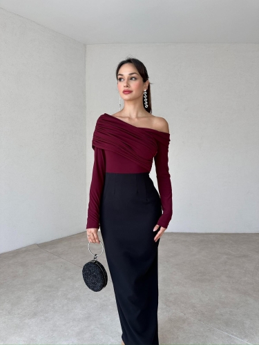 WİNNİE Maxi Elbise 8932 - Bordo - 1