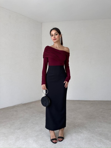 WİNNİE Maxi Elbise 8932 - Bordo - 3