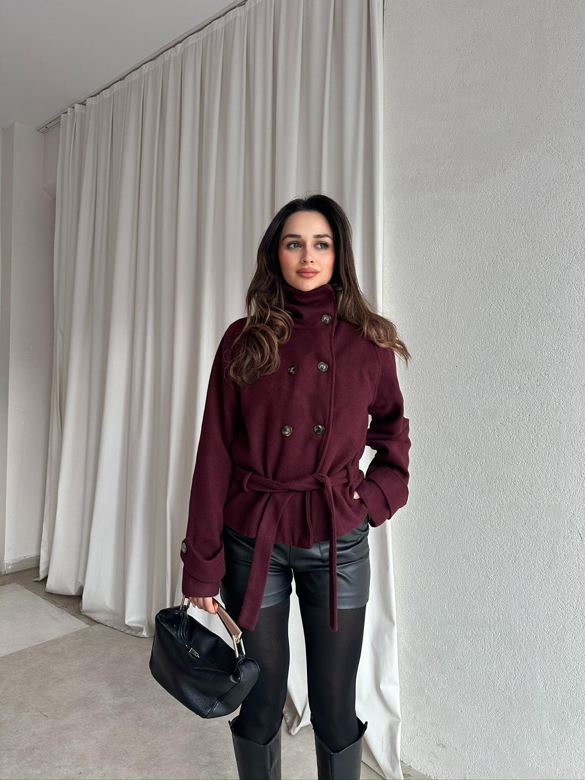 WOLDE Kuşaklı Ceket 8784 - Bordo