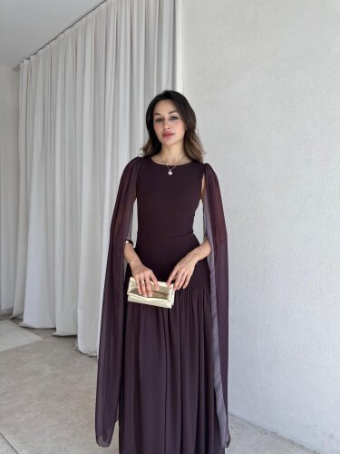 WONKA Maxi Elbise 8486 - Acı Kahve - Mooi Butik