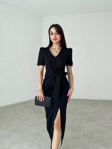 Yırtmaç Detaylı Midi BİDWELL Elbise 2057 - Siyah - Mooi Butik