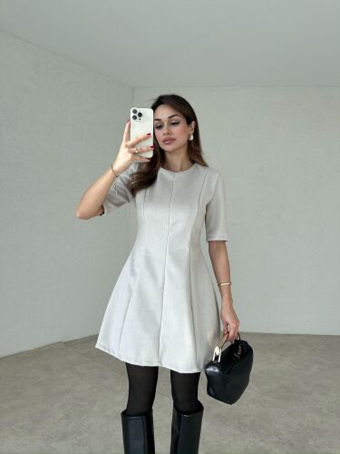 YULİANA Mini Elbise 3560 - Bej - 1