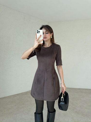 YULİANA Mini Elbise 3560 - Acı Kahve 