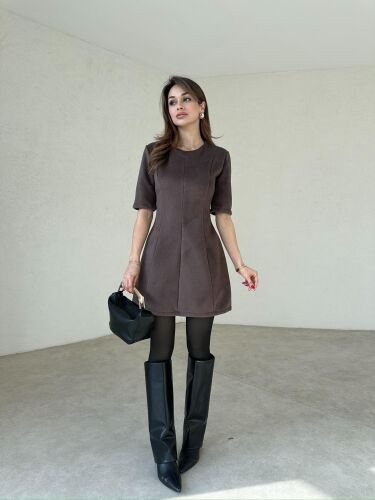 YULİANA Mini Elbise 3560 - Acı Kahve - 2
