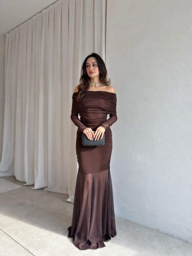 YUMİ Elbise 7145 - Acı Kahve - Mooi Butik