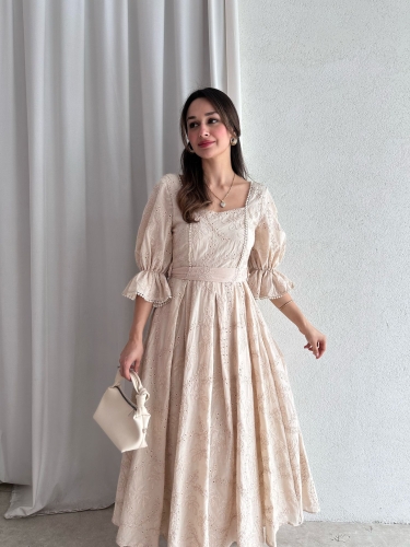 ZURİCH Midi Elbise 7439 - Bej - Mooi Butik