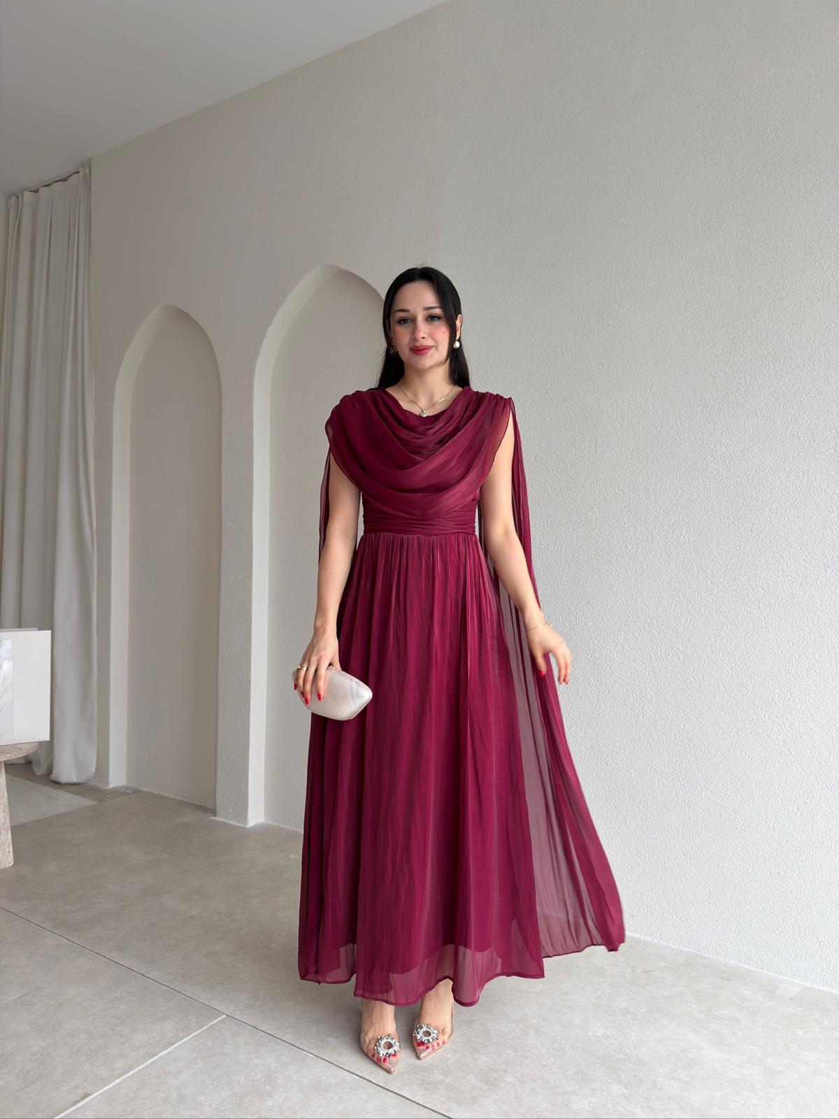 ZUZANNA Maxi Elbise 9069 - Bordo MAXİ ELBİSELER Mooi Butik