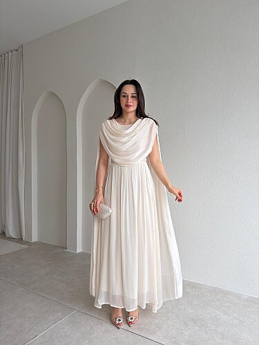 ZUZANNA Maxi Elbise 9069 - Krem MAXİ ELBİSELER Mooi Butik